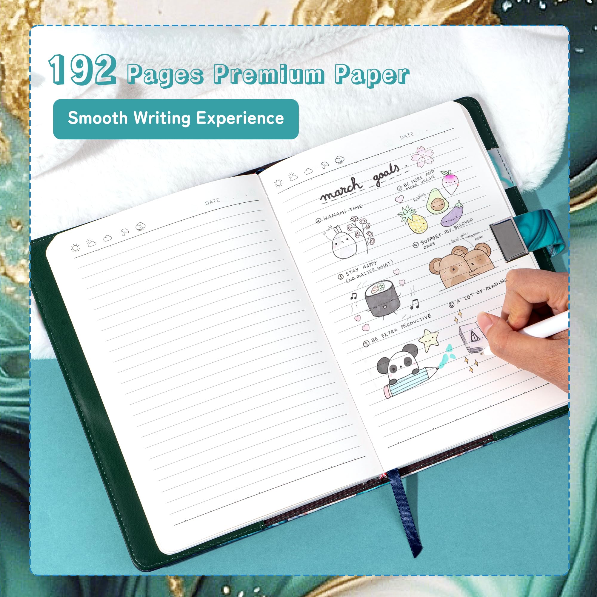 CAGIE diary lock pen holder with pen provides ready writing on the go