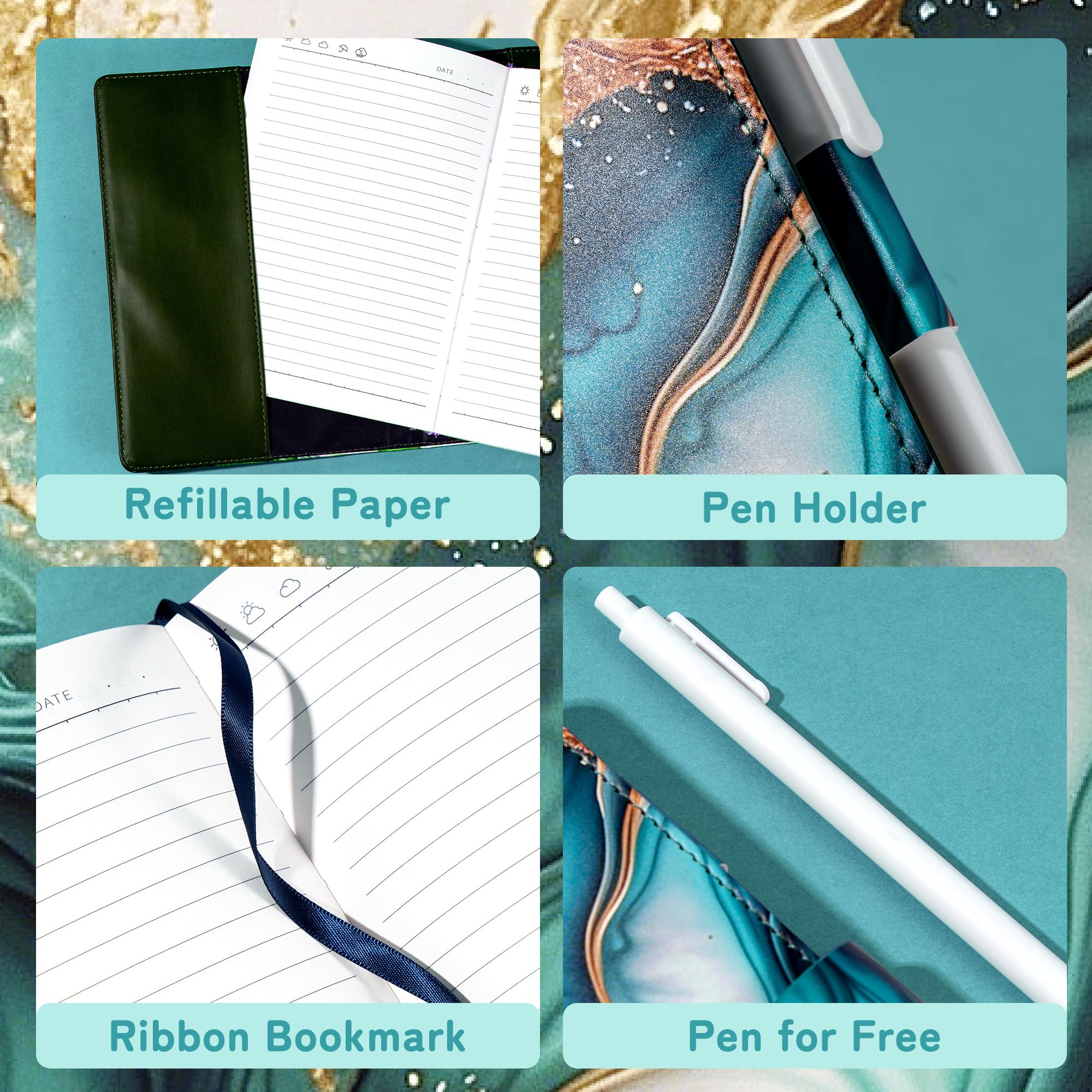 CAGIE diary lock refillable pages demonstrate eye-friendly paper you can replace