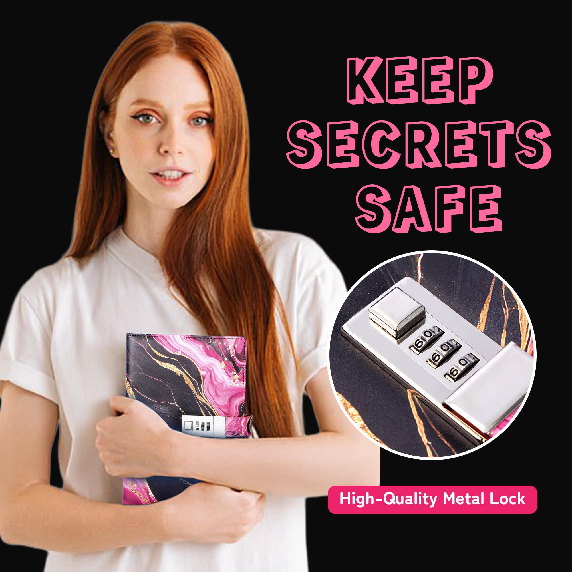 CAGIE locked journal with PU leather cover, durable and stylish for everyday use