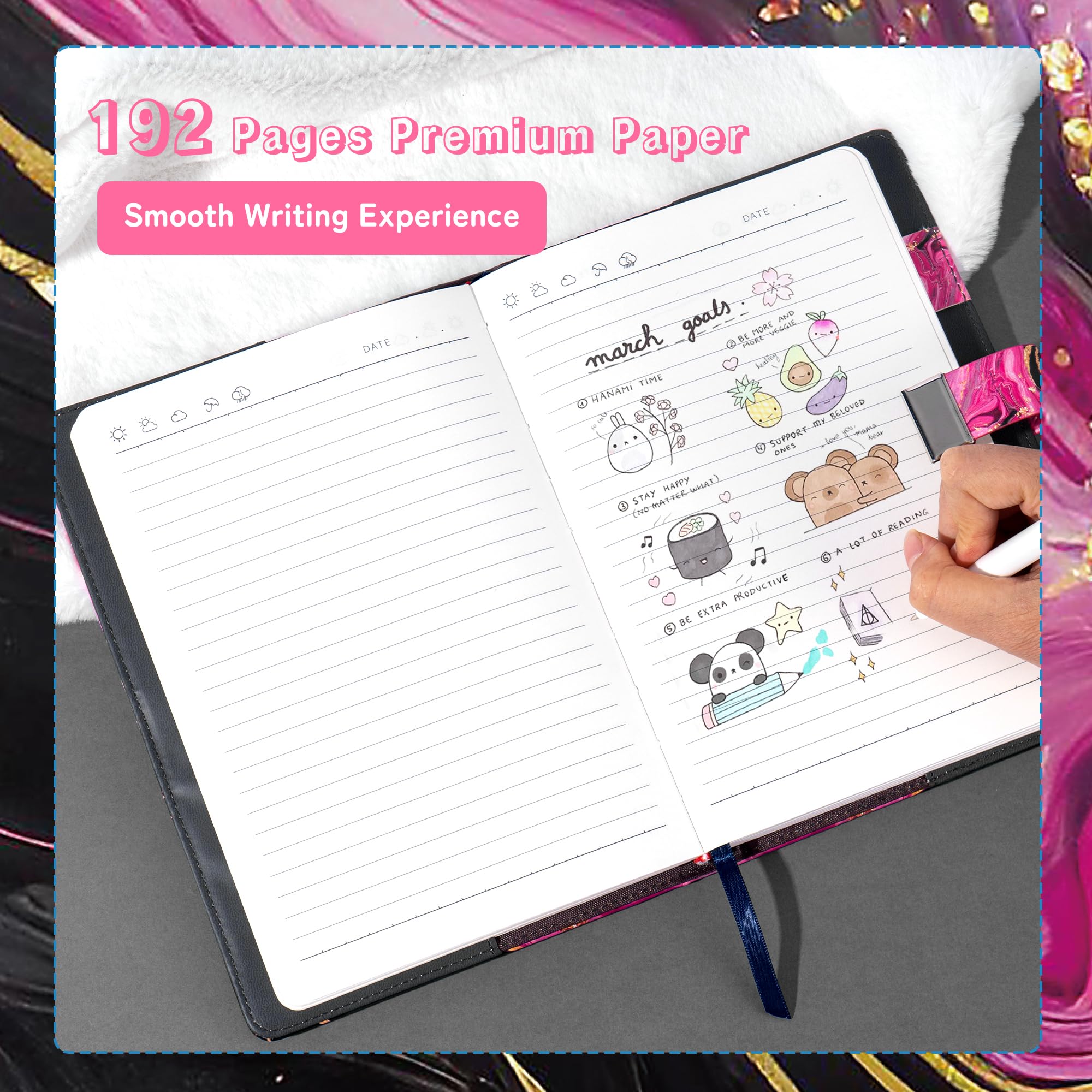 CAGIE refillable inner pages with eye-friendly paper for comfortable writing