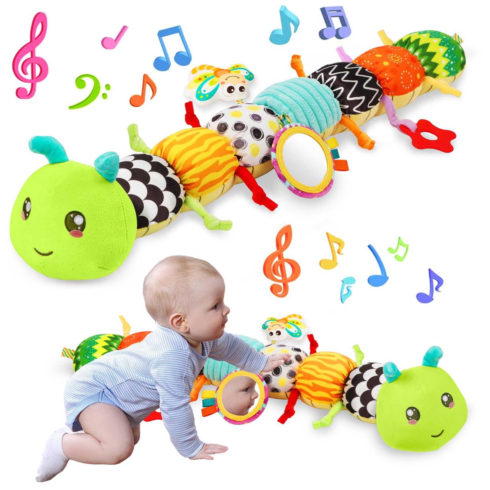 CAHILON musical caterpillar with mirror for interactive tummy time play