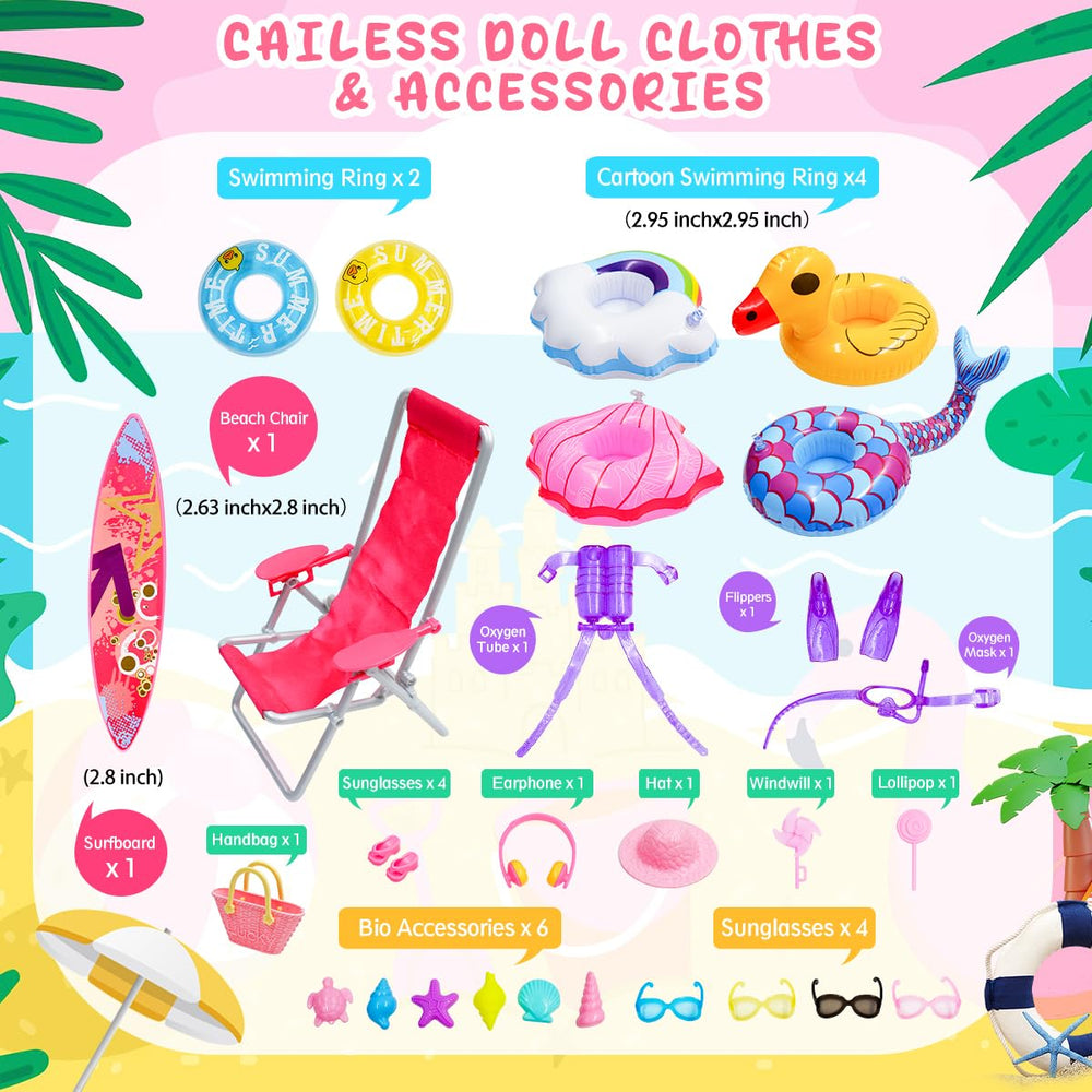 CAILESS cartoon swimming rings brighten doll pool play and stories.