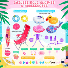 CAILESS cartoon swimming rings brighten doll pool play and stories.