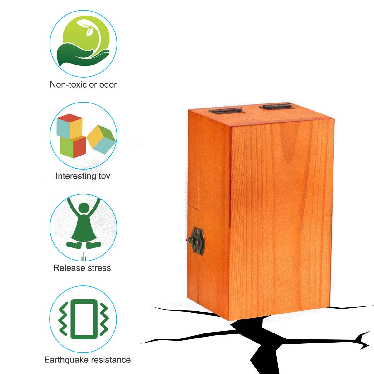 Calary Useless Box brown side angle emphasizing push button and playful interaction