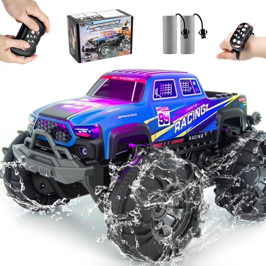 Calefwe Amphibious RC car front view showing rugged build for all-terrain play