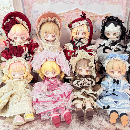 Detailed CALEMBOU BJD costume with antique embellishments for rich visual appeal.