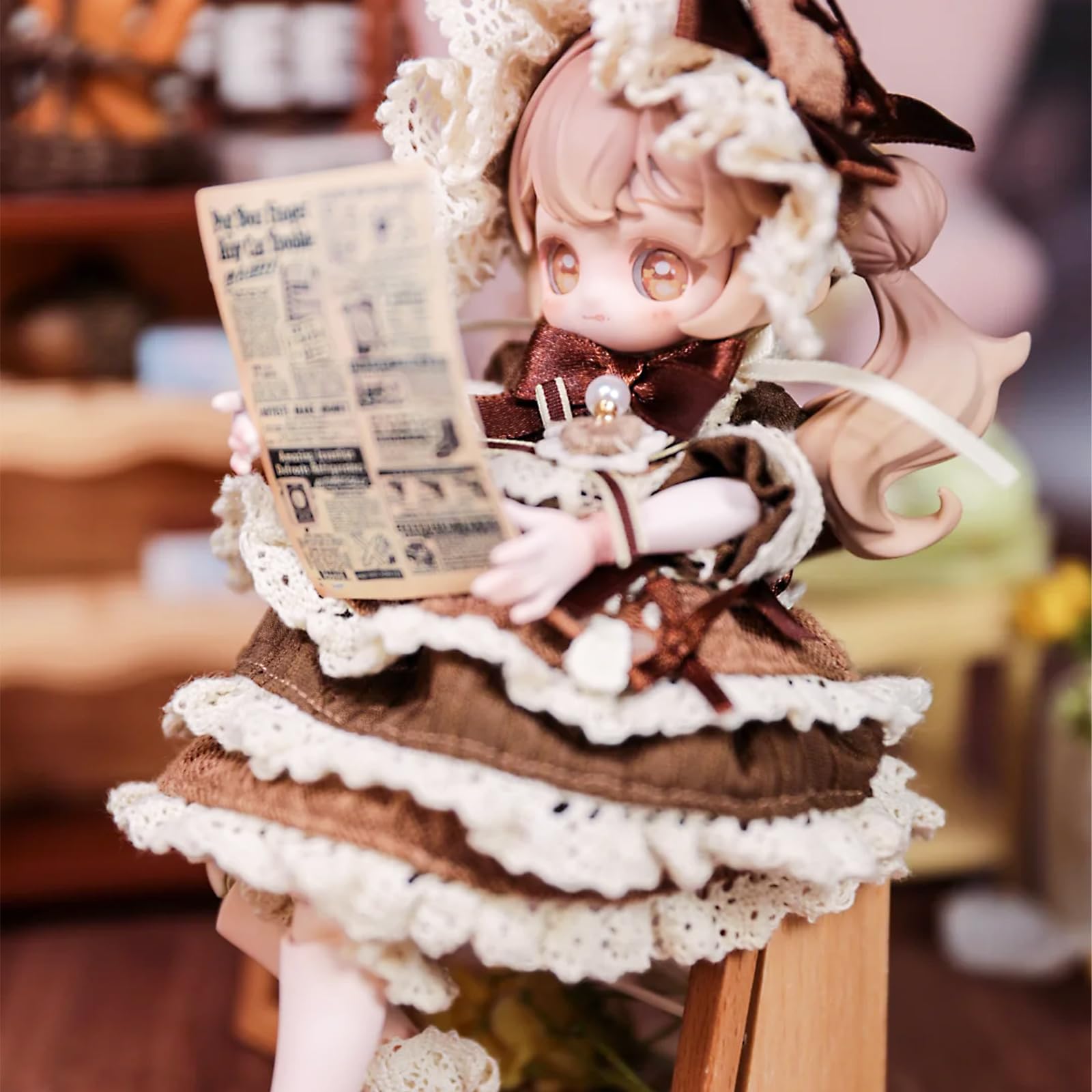 Packaging close-up shows premium CALEMBOU BJD design and care details.