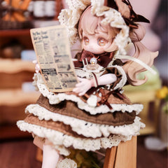 Packaging close-up shows premium CALEMBOU BJD design and care details.