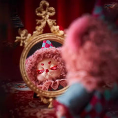 CalemboU kawaii clown plush close-up showcases soft texture and cute details.