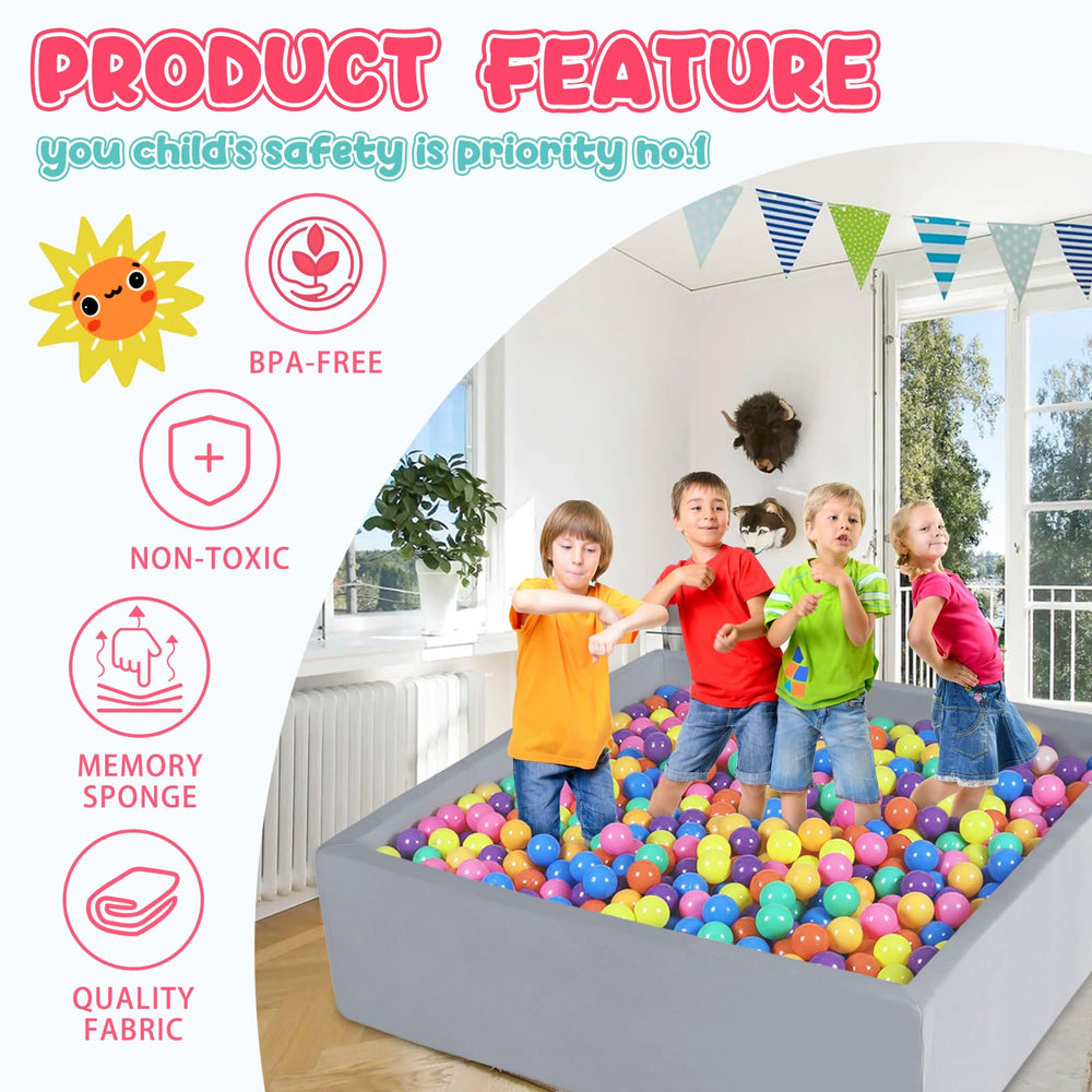 CALEPTONG ball pit 47.2-inch square interior for spacious play with friends.