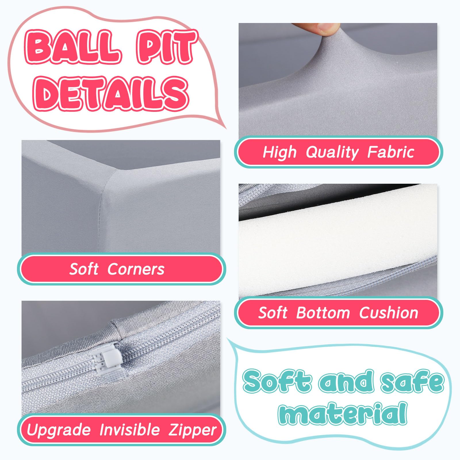 CALEPTONG ball pit bottom zipper design for easy cleaning and maintenance.