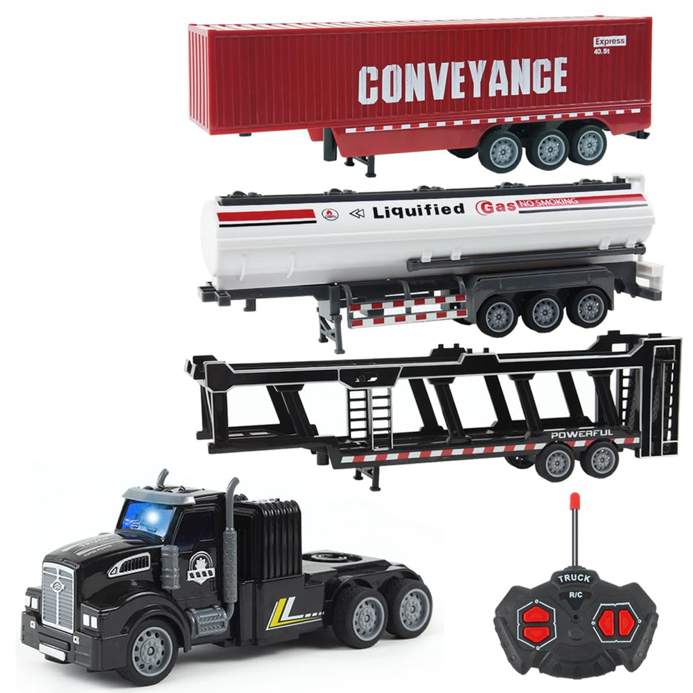 CALEST remote truck with two rechargeable batteries for longer play sessions.