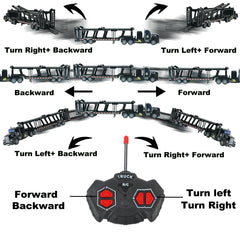 CALEST remote truck car carriers tail demonstrates multi-vehicle simulation for imaginative play.
