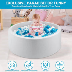 CALEPTONG ball pit dimensions show a compact play area for kids