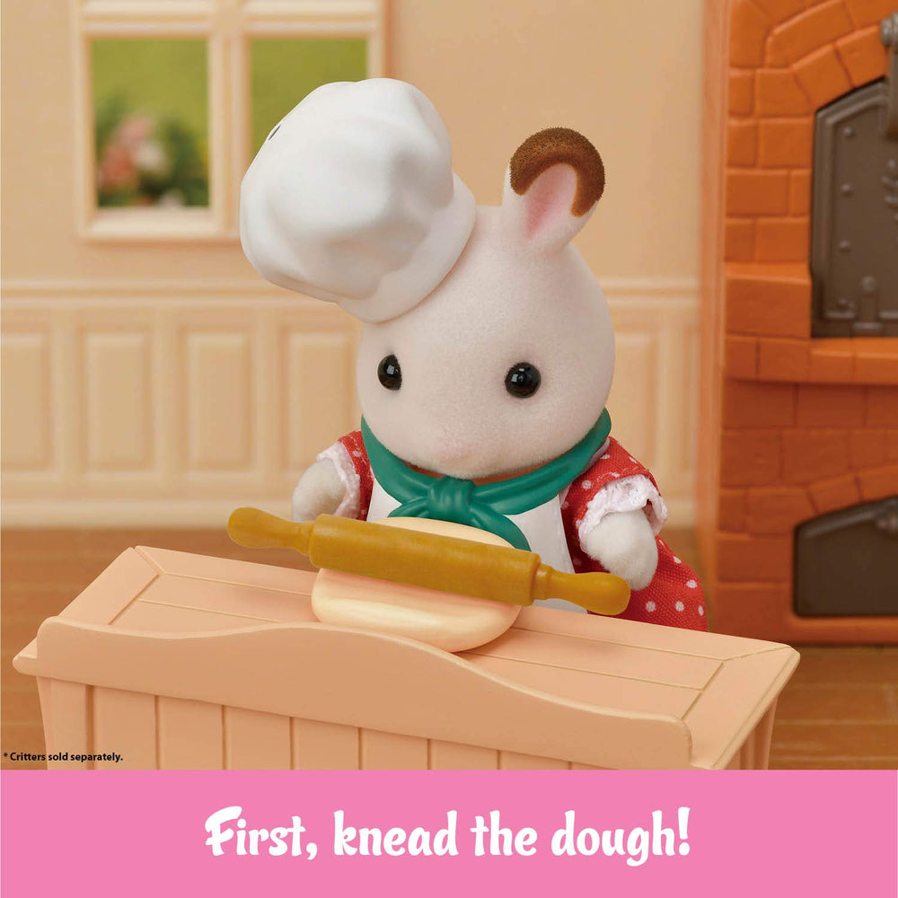 Calico Critters Bakery Shop Starter Set dough-rolling area sparks creative bakery creation