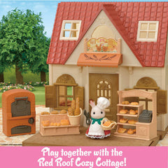 Calico Critters Bakery Shop Starter Set open play concept with cottage and van