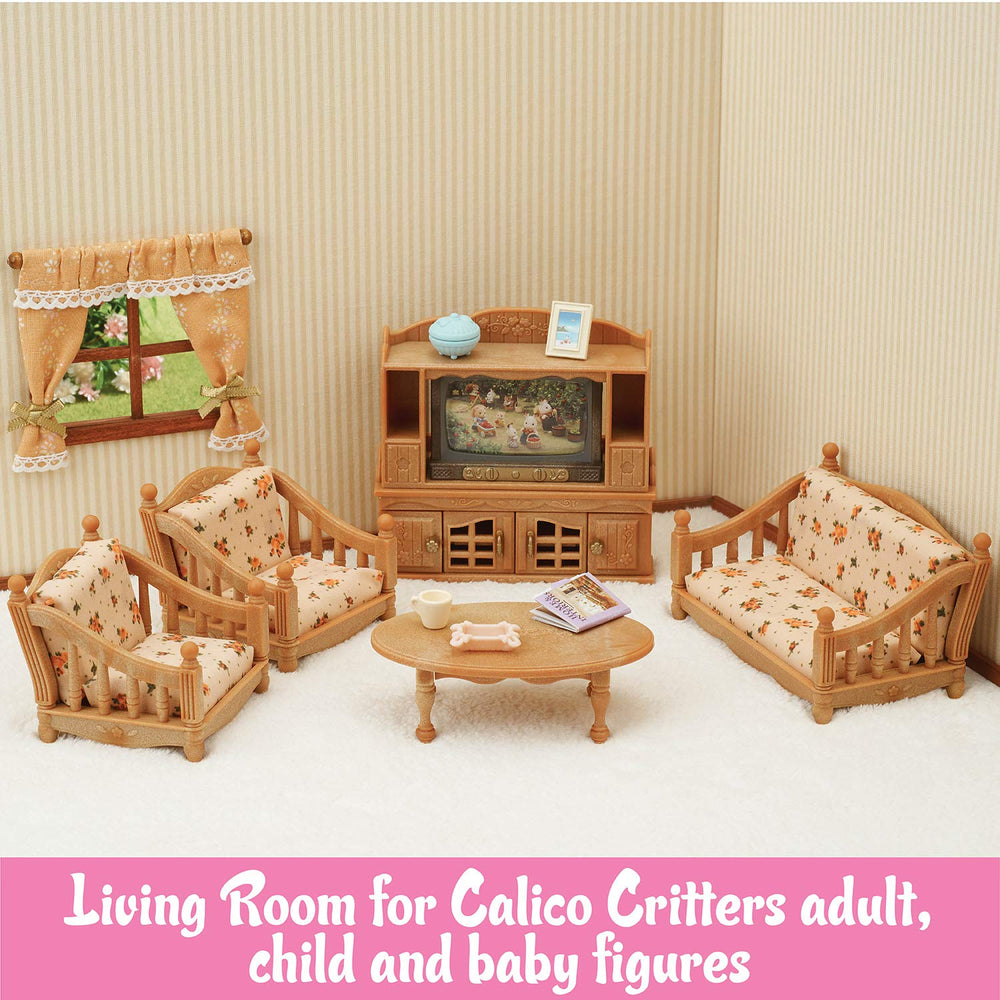 Calico Critters Comfy Living Room table set for scenes and tea time
