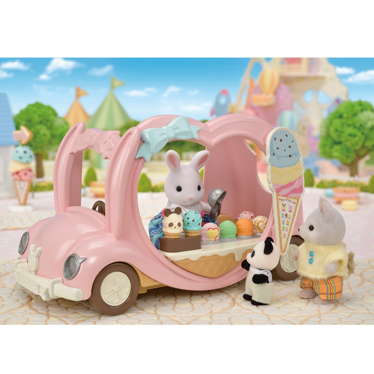 Calico Critters Ice Cream Van converts into a shop for flexible play.