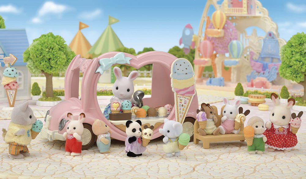 Calico Critters Ice Cream Van steering wheel for realistic pretend rides.