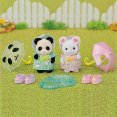 Calico Critters Rainy Day Duo: babies in rain gear for cozy play