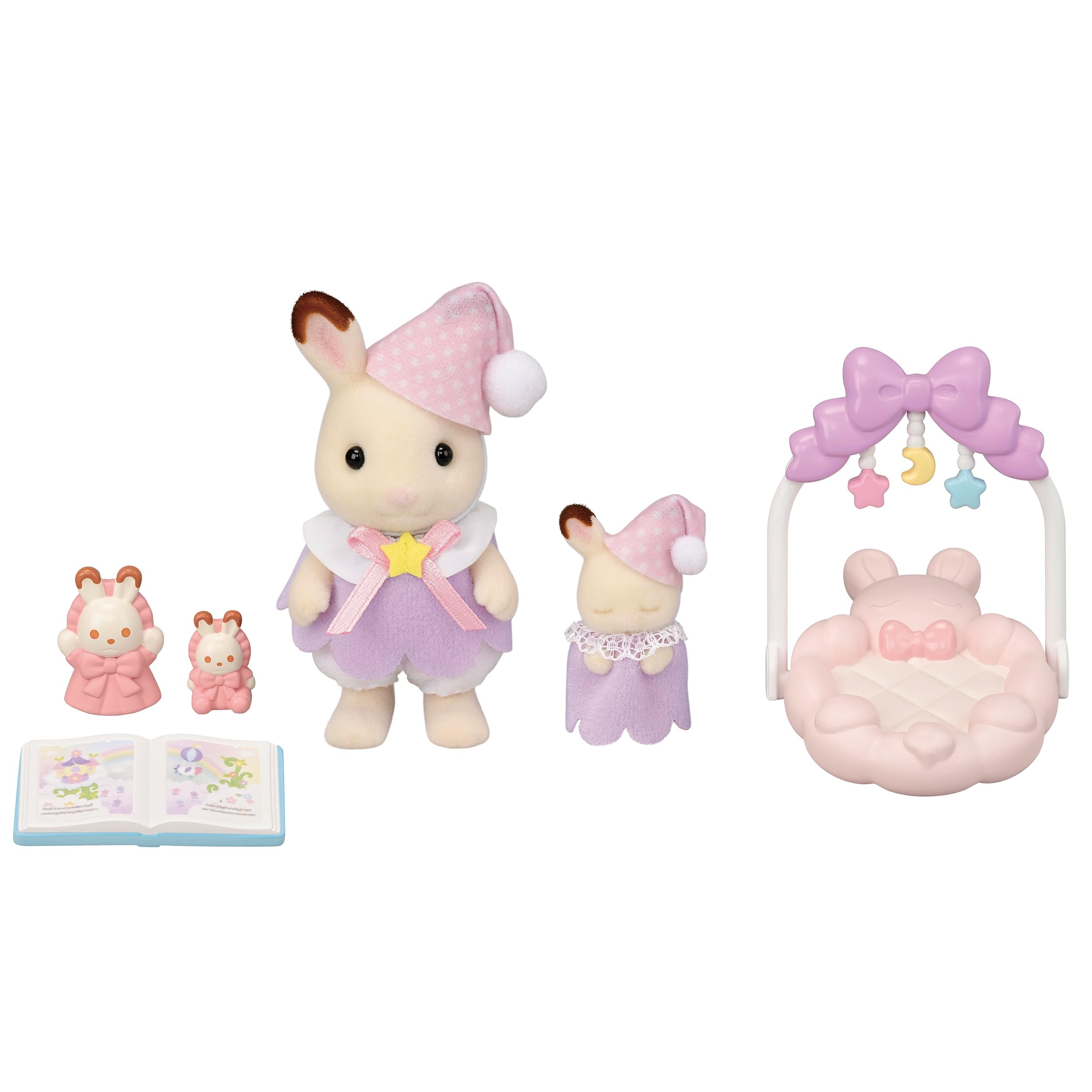 Calico Critters Sleepy Dream Siblings matching pajamas and night cap create cozy storytelling scenes.