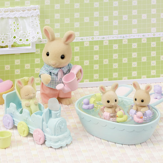 Bath toys and accessories from Calico Critters for pretend play during tub time