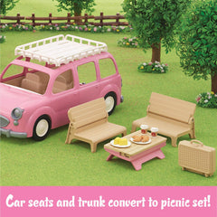 Calico Critters van removable benches reveal seats for babies.