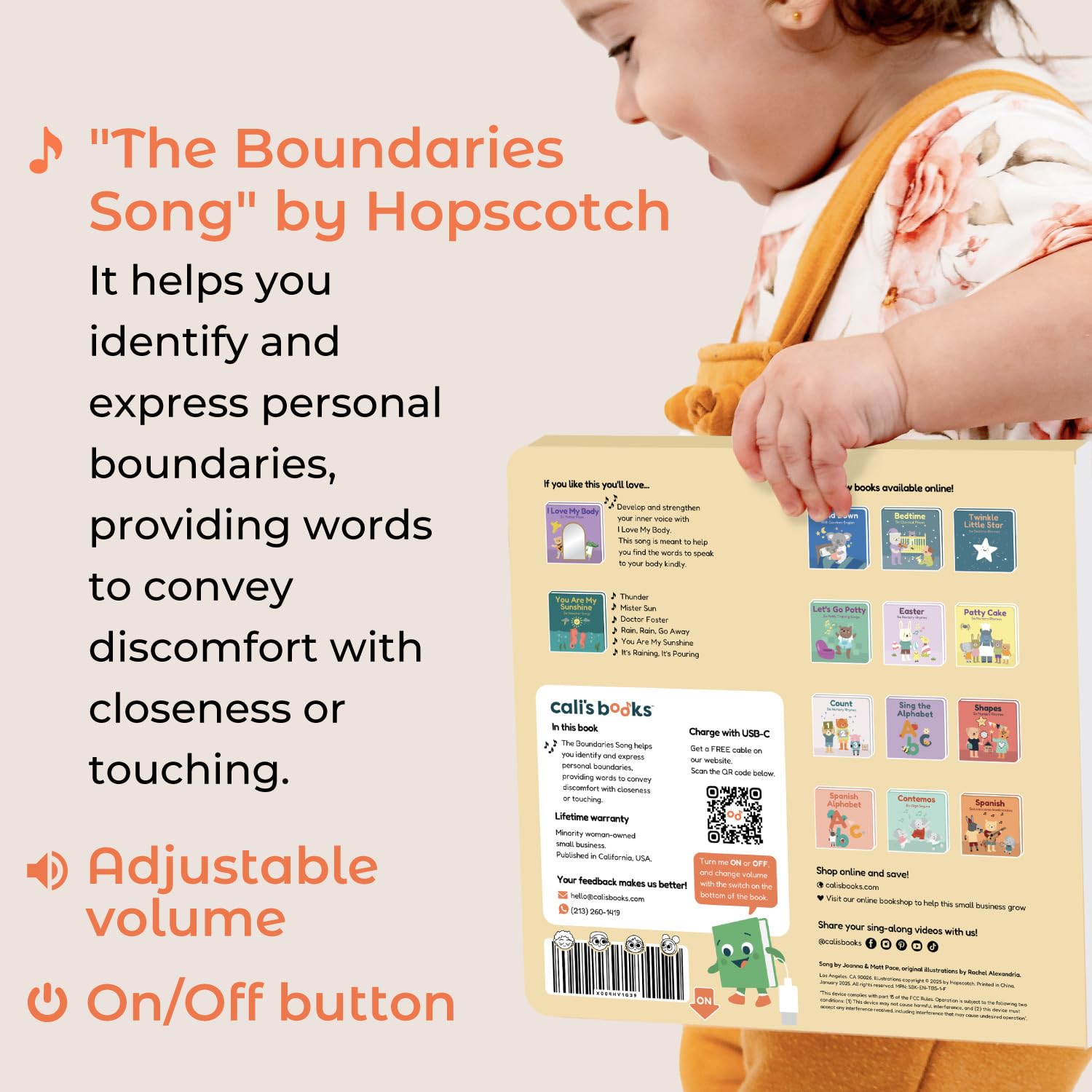 Cali's Books Boundaries Song Hopscotch durable board book withstands busy exploration