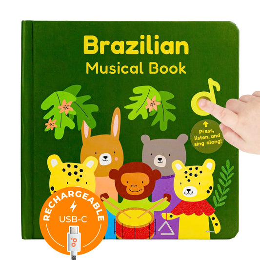 Cali's Books Brazilian Nursery Rhymes Book cover with vibrant illustrations.