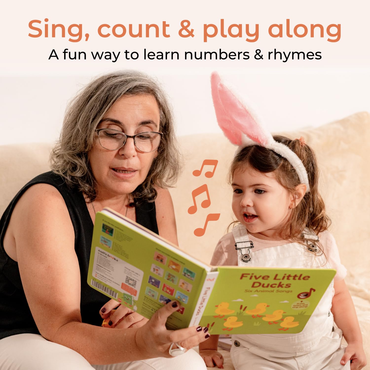 Cali's Books Five Little Ducks on/off switch allows easy sound control for parents and kids.