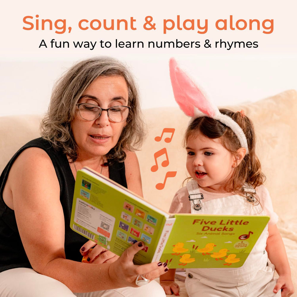 Cali's Books Five Little Ducks on/off switch allows easy sound control for parents and kids.