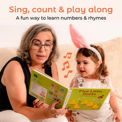 Cali's Books Five Little Ducks on/off switch allows easy sound control for parents and kids.