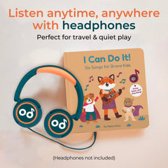 Cali's Books Music Book headphone jack for quiet listening benefits