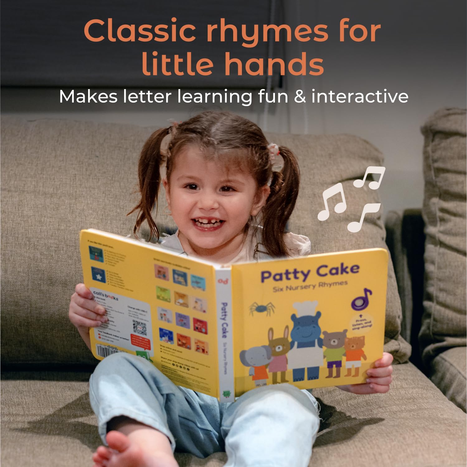 Bright Patty Cake illustrations engage early learners during read-aloud play.