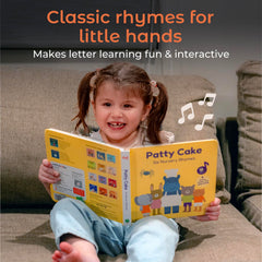 Bright Patty Cake illustrations engage early learners during read-aloud play.