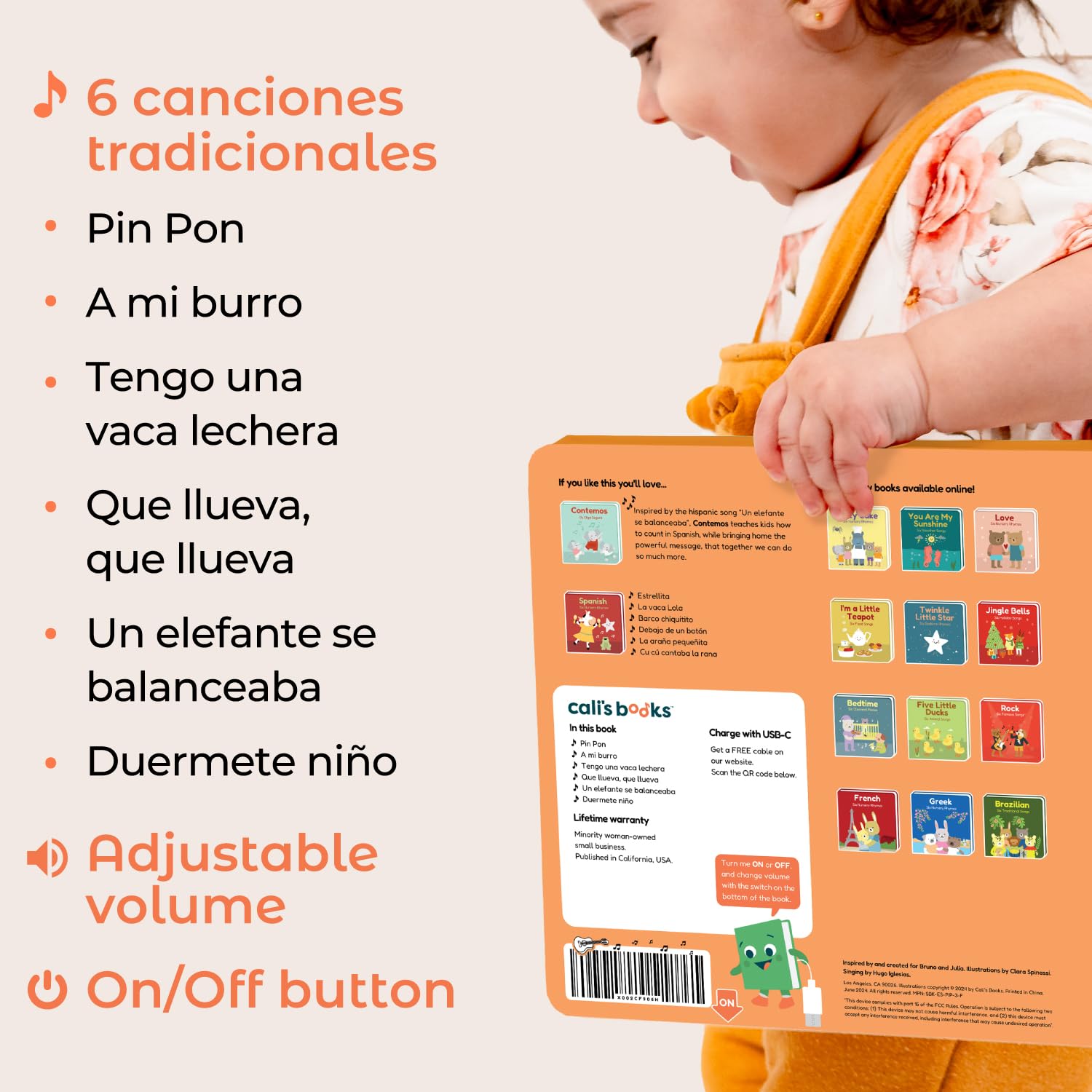 Cali's Books durable, gift-ready Spanish nursery rhyme book.