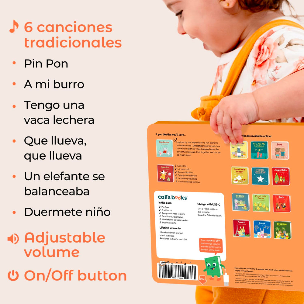 Cali's Books durable, gift-ready Spanish nursery rhyme book.