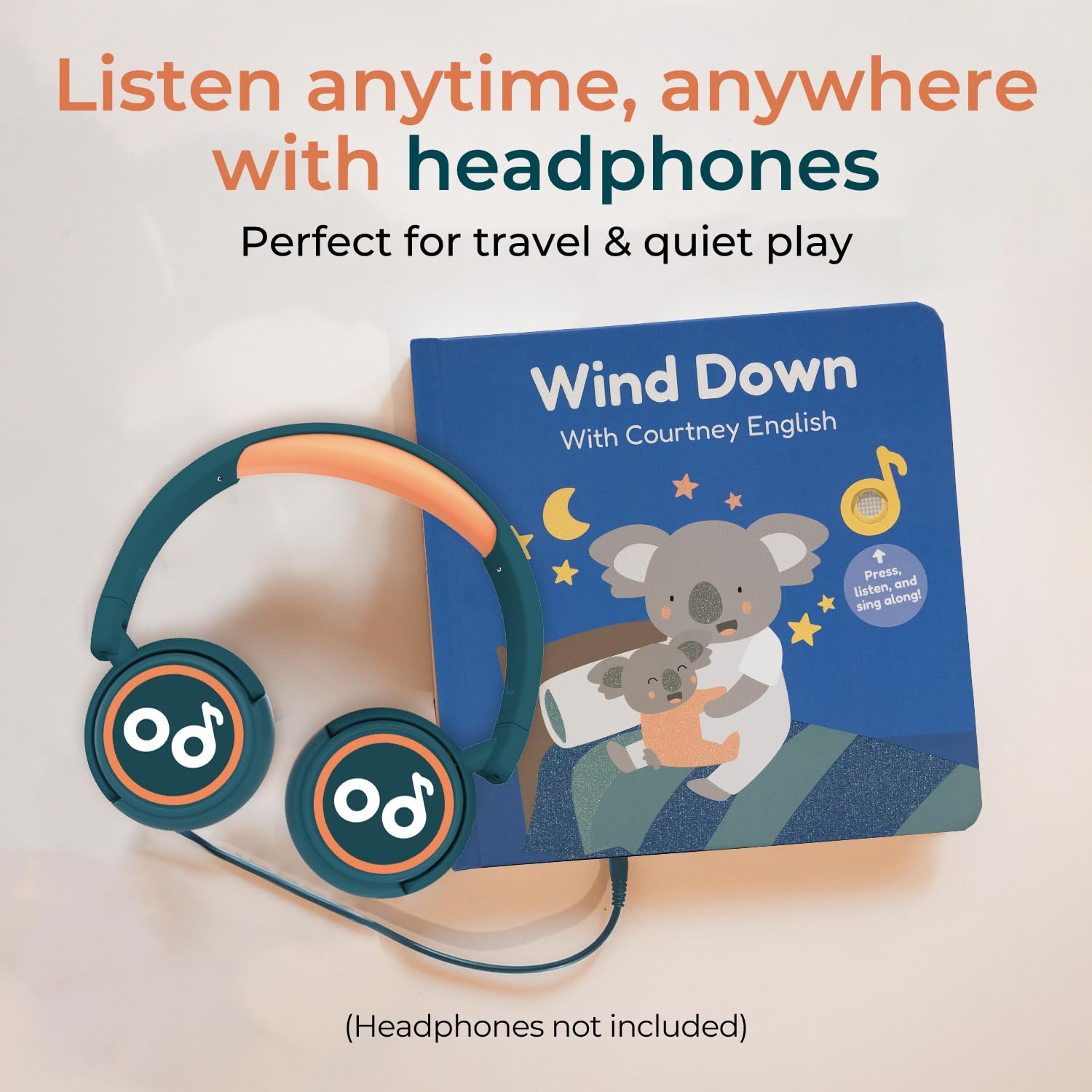 Cali’s Books Wind Down headphone jack illustration for quiet listening