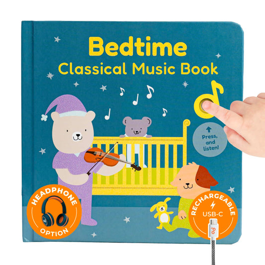Cali's Books bedtime musical book cover front, a calming bedtime companion for babies.