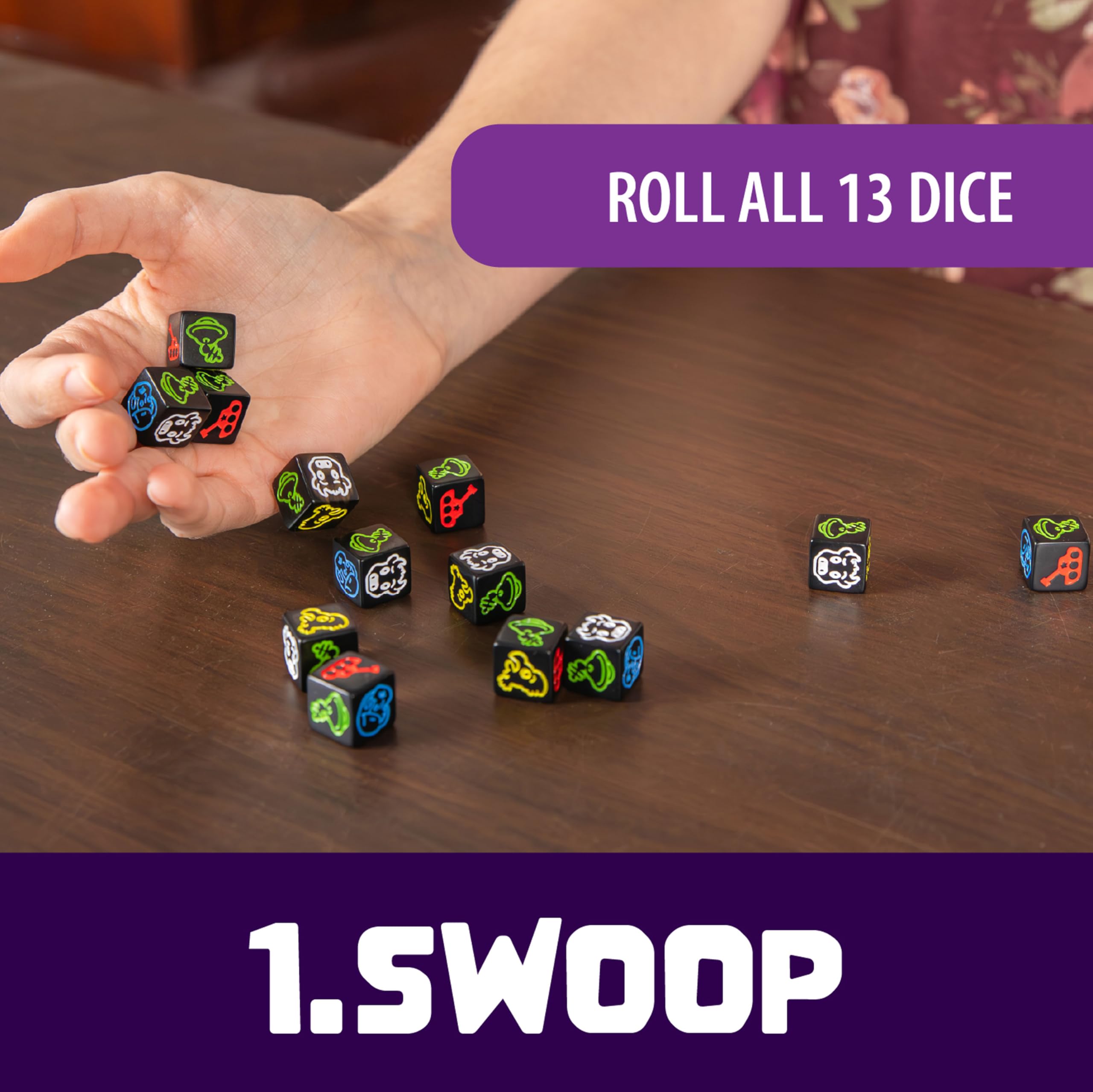 Calliope Martian Dice players gathered around a table for a quick round