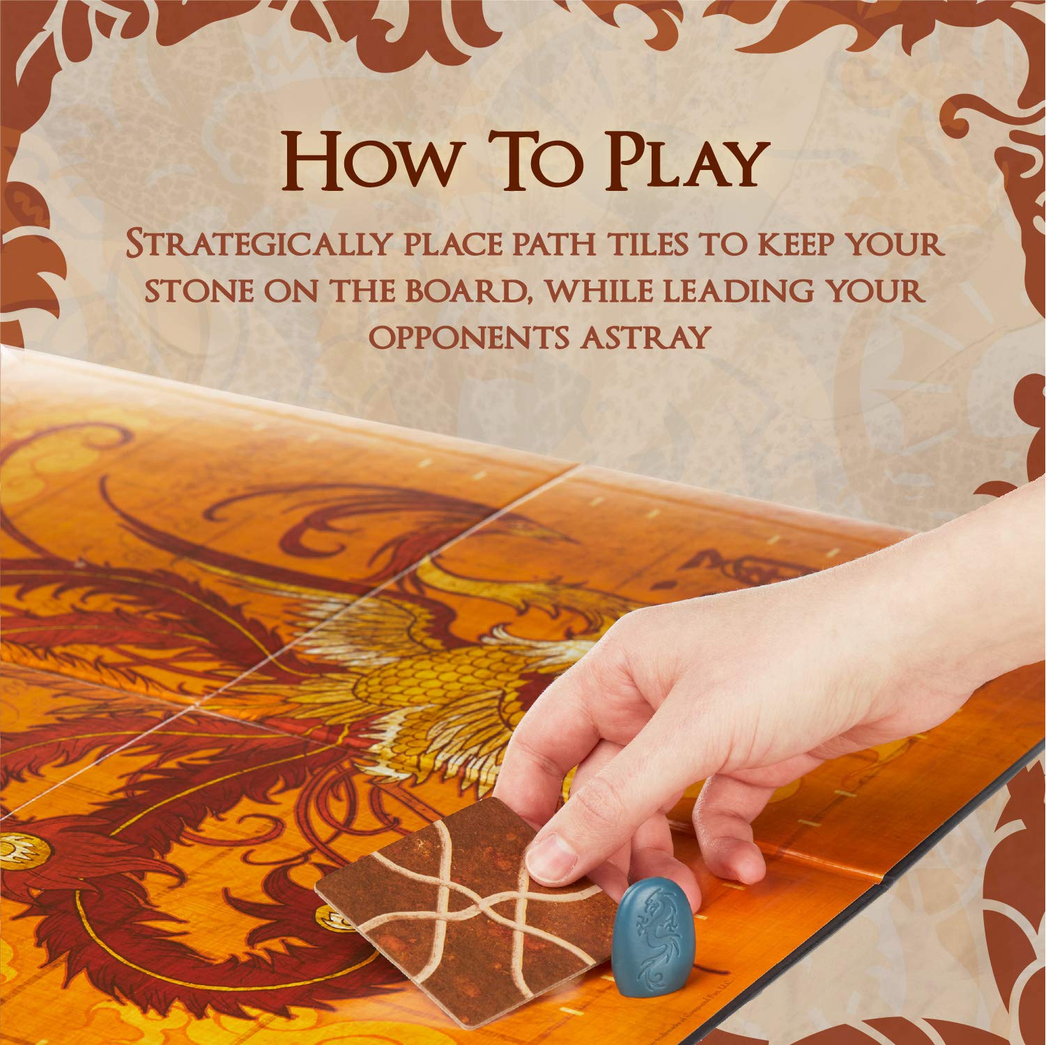 Calliope Tsuro dragon pawns on the board, adding color and tension.