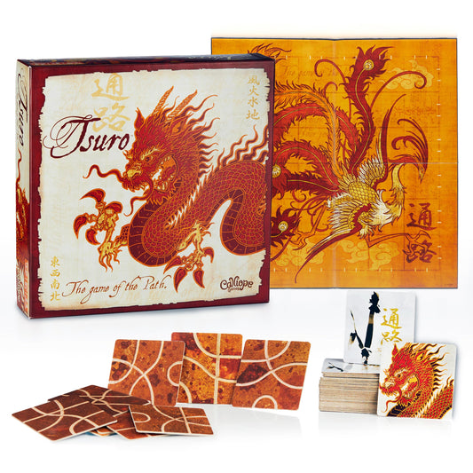 Calliope Tsuro path tiles arranged for a strategic journey during family game night.