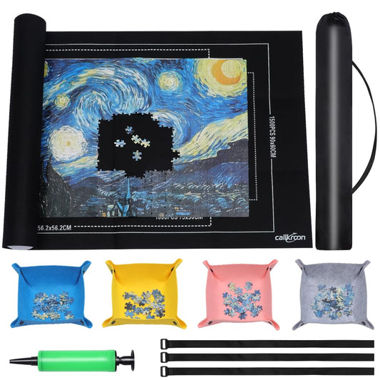 CallKroon puzzle roll-up mat 4-pack, portable storage for on-the-go puzzles.