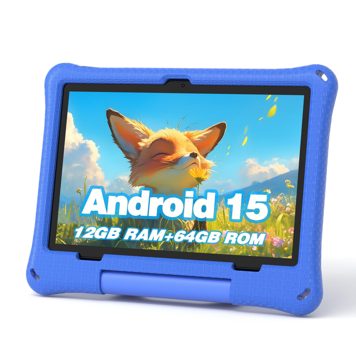 Callsky-Kids 10-inch tablet front view in blue, ergonomic for kids