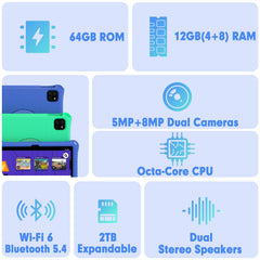 Callsky-Kids tablet rear 8MP camera and front 5MP for video calls