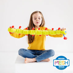 Calmee stretched for a guided breathing exercise to promote calm focus.