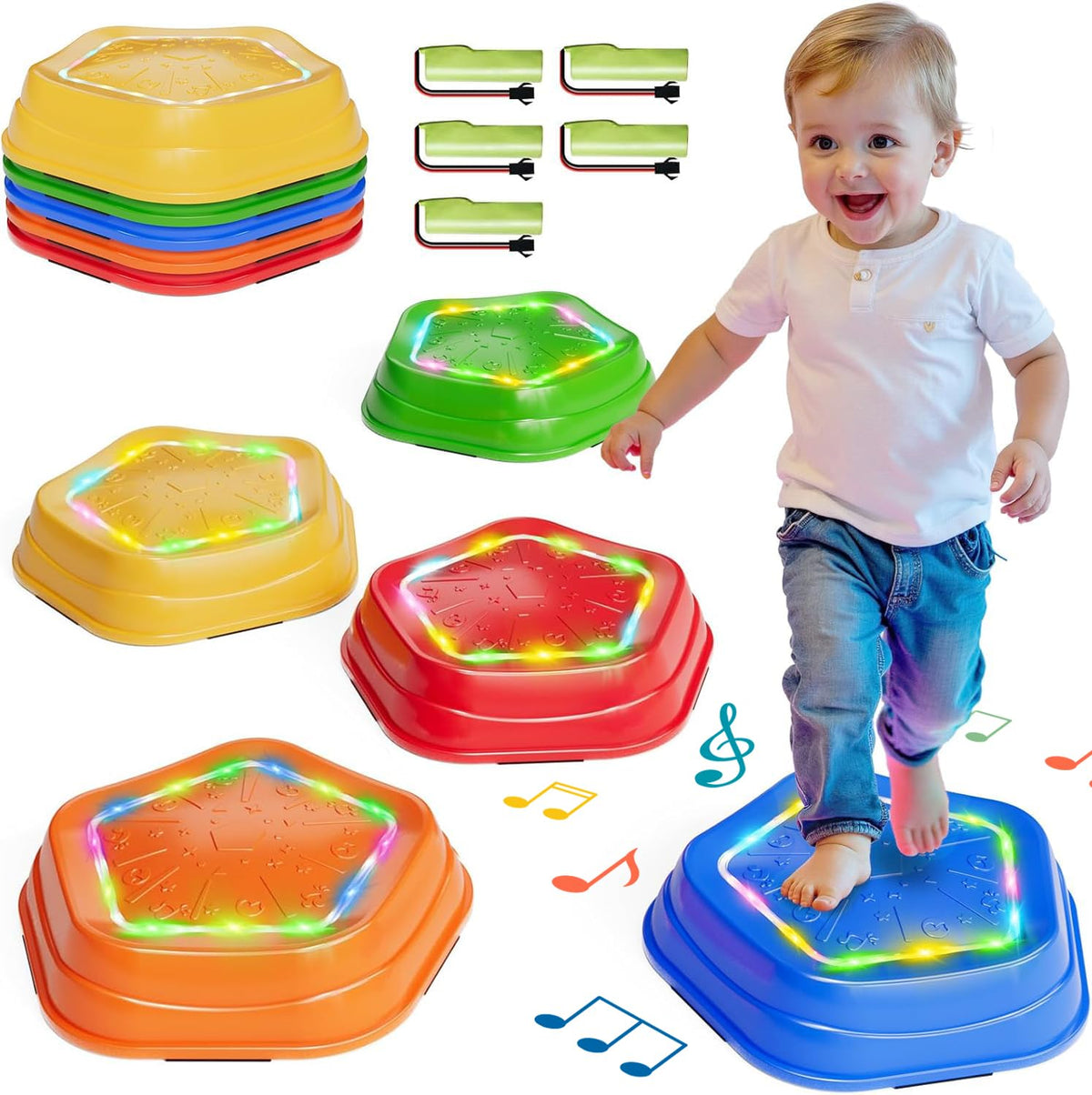 Calo 5Pcs rechargeable stepping stones outdoors boost kids balance and coordination.
