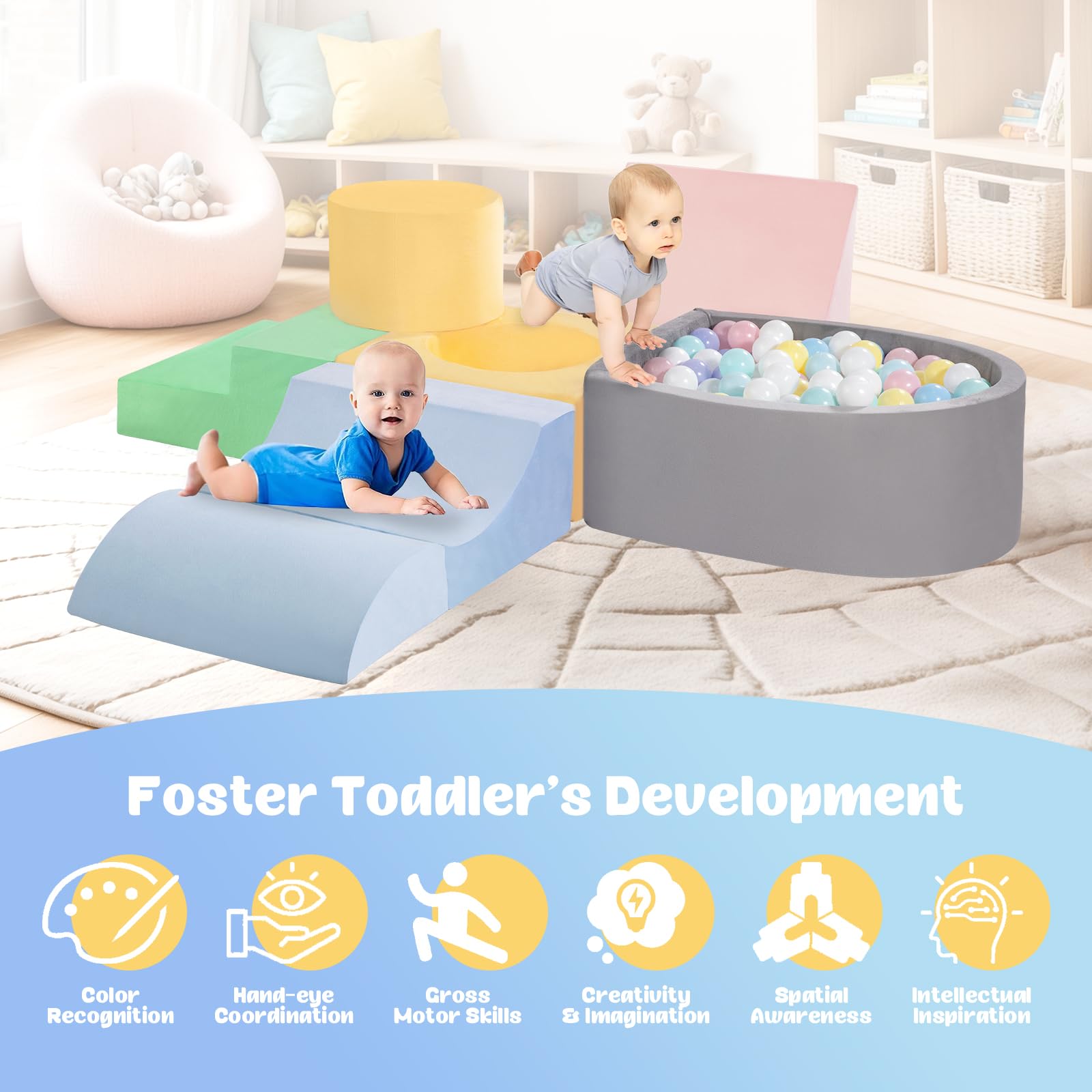CAMELUS climbing blocks soft fabric invites gentle play and tactile comfort.