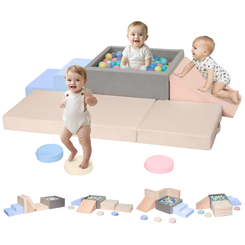 Camelus climbing toys ball pit illustrates safe play space with up to 600 balls (balls not included).