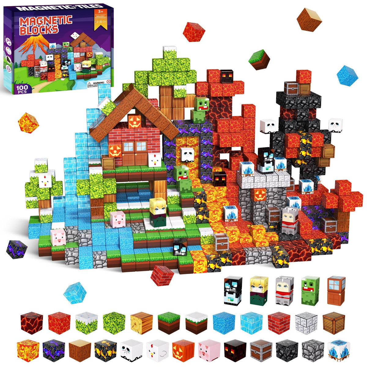 Cameparck Magnetic Blocks forest theme cubes for imaginative play and early STEM exploration